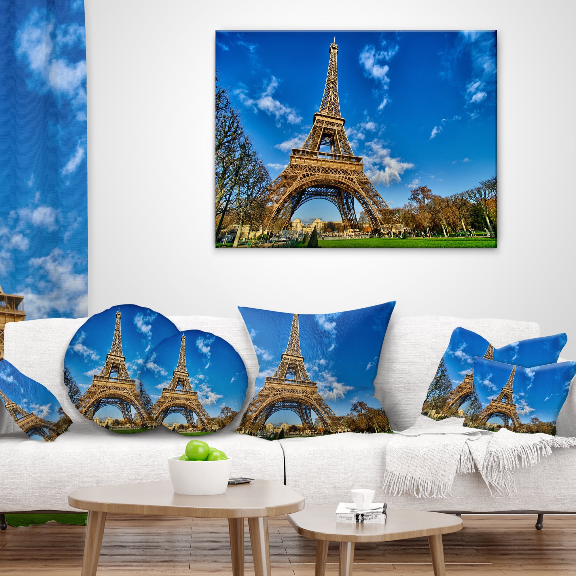 Designart Beautiful Winter Day in Paris - Throw Pillow - 12x20