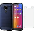thumbnail image 1 of Phone Case for Motorola Moto G7 Play Optimo with Tempered Glass Screen Protector Cover Slim Rubber Protective Cell Accessories 7th Gen Generation Motog7play Motorcycle G7play G7optimo 2019 Cases Blue, 1 of 6