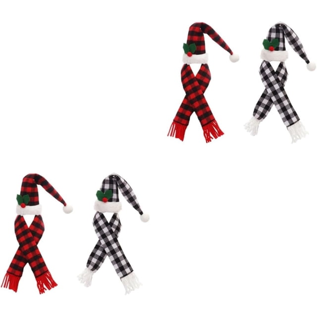 4 Juegos Juego De Botellas Navideñas Decoración Navideña Adornos Navideños Tapas De Botellas De Vino De Navidad Tapa De La Botella De Vino del Sombrero De Santa Gorras Paño