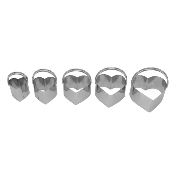 5 piece Heart Cookie Cutter Set, Stainless Steel Baking Molds for Valentine's Day