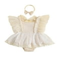 thumbnail image 1 of Infant Baby Girls Romper Dress Flower Embroidery Wings Jumpsuits, 1 of 9