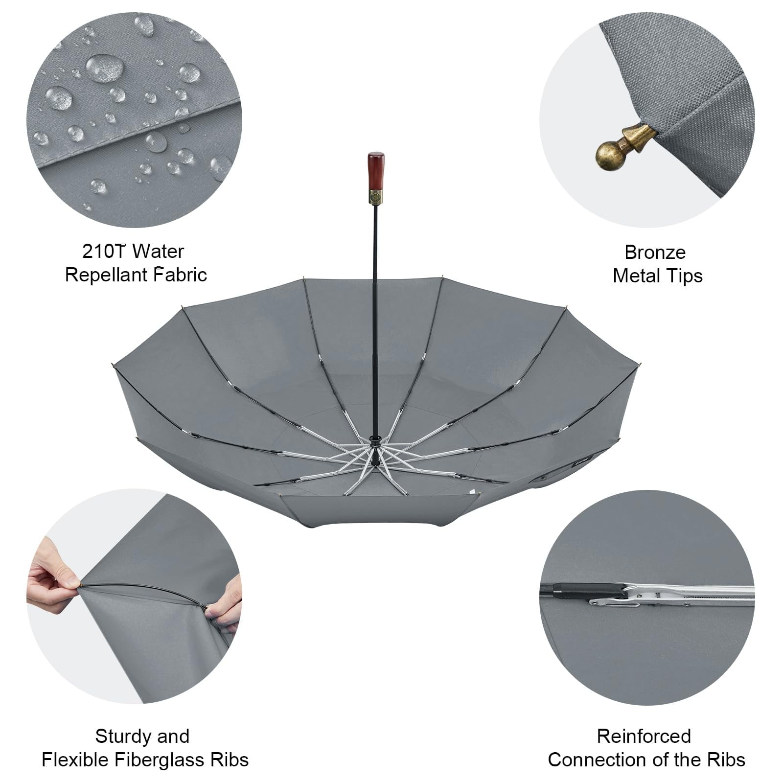 G4Free 54" Large Compact Windproof Golf Umbrella | Auto Open/Close Folding Travel | Reinforced 10-Frame Vented Double Canopy for Men & Women