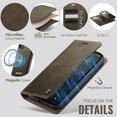 thumbnail image 5 of ELEHOLD Magnetic Detachable Wallet Case for iPhone 16e, Shockproof Faux Leather Stand RFID Card Slots Detachable Mag-Safe Magnetic Case Cover,Removable Back Shell,Coffee, 5 of 12
