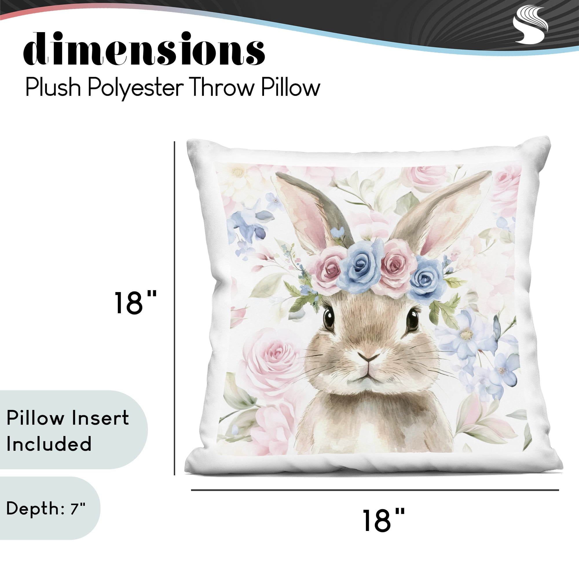 Stupell Industries Flower Power Bunny Decorative Printed Throw Pillow, design by Tina LeCour
