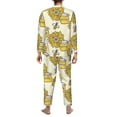 thumbnail image 5 of Kll Cartoon Honey Pot Bee Sunflower Sleepwear Mens Flannel Pajamas,Long Cotton Pj Set, 5 of 9