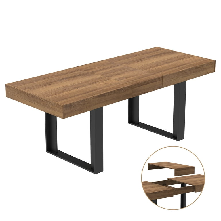 Coewske Wooden Extendable Dining Table, 63''-79'', Modern Rustic