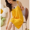 thumbnail image 4 of Defitshape Women's Cute Nightgown Ribbed Knit V Neck Summer Long Sleep Dress Sexy Lace Comfy Chemise Soft Cool Sleeveless Sleepwear Yellow 12, 4 of 4