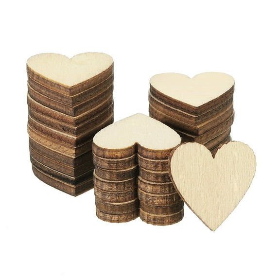 20mm Wooden Hearts, 50 Pack Unfinished Wood Hearts Blank Wooden Cutouts
