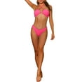 thumbnail image 1 of INSPIRAR CHIC Conjuntos de Bikini de Mujer Halter Bandeau de 2 Piezas con Tirantes Acanalados y Traje de Baño con Cierre de Lazo Fucsia M, 1 of 5