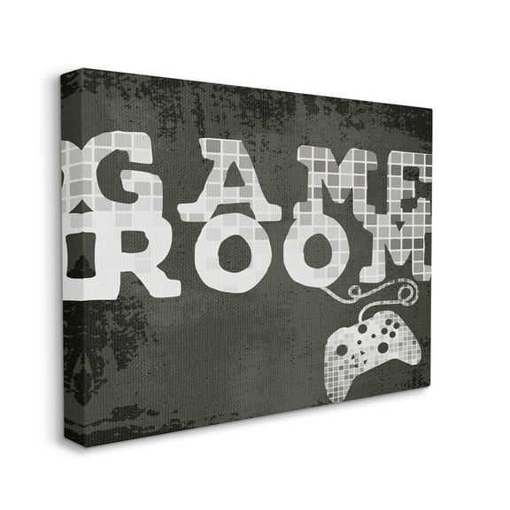 Stupell Industries Game Room Phrase Video Controller Geometric Pattern Canvas Wall Art, 36 x 48, Design by Daphne Polselli