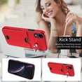 thumbnail image 2 of Classic Wallet Case Compatible with iPhone XR for Men Women, with 360° Rotation Finger Ring Kickstand PU Leather Shockproof Phone Cover with Card Slot for iPhone XR, Red, 2 of 10