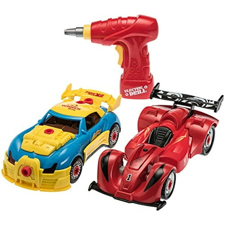 - Prextex 4 in 1 Build Your Own Racer Car Set With Real Working Drill And Screws 53 Piece Take-A-Part Toy for boys And Girls with Lights and Sounds