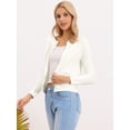 thumbnail image 4 of DARING DIVA Women's Elegant Long Sleeve Pearls Trim Open Front Bolero Shrug XS White, 4 of 6