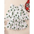 thumbnail image 3 of Liacowi Toddler Girls Christmas A-line Dress Long Sleeve Doll Collar Christmas Tree Print Princess Dress, 3 of 8