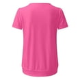 thumbnail image 5 of MIXUE Womens Tops Summer Solid Color Round Neck Short Sleeve Pleated Loose Fit Casual Tee Shirts Streetwear,Pink,S, 5 of 6