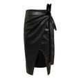 thumbnail image 6 of Fgnfyis High Waisted Leather Skirt with Slits and Hugging Punk Style for Women Fall Winter Fitted Midi Skirt Black XL, 6 of 6