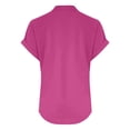 thumbnail image 4 of Vestidos Casuales Para Mujer, Blusas De Mujer De Moda Suéter de mujer de color liso de imitación de lino y lino con hombros descubiertos y cuello en V de manga corta a la moda, 4 of 5