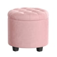 thumbnail image 1 of Otomana SONGMICS redonda de terciopelo para almacenamiento, 45 x 45 x 44 cm, color rosa, 1 of 6
