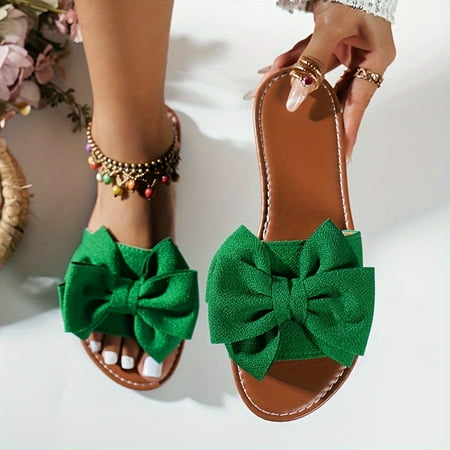 

Chic Summer Bowknot Slide Sandals for Women - Comfy Lightweight All-Season Open Toe Flats