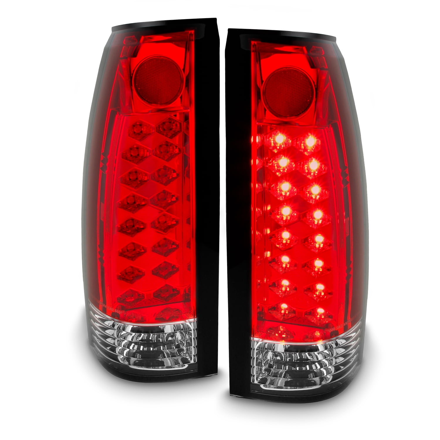 For 88-98 C/K C10 Silverado Black LED Rear Tail Lights Brake Lamps Left+Right