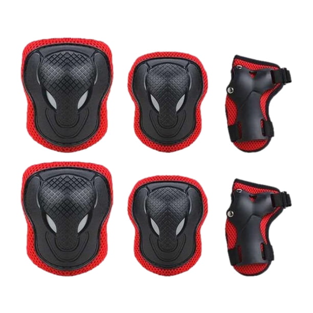 Equipo de protección Sunnimix 6Pcs Codo Muñequera Rodilleras Skate Ciclismo Rojo XS