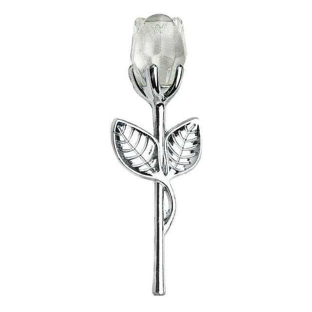 Rosa de cristal, regalo romántico para San Valentín, día de la madre, graduación. Blanco plateado