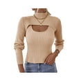 thumbnail image 2 of Fortune Women Knitted Tops, Solid Color Long Sleeve High Neck Shrug Sweater + Ribbed Vest, 2 of 7