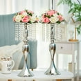 thumbnail image 3 of Nuptio 21.3in/54cm Tall Crystal Silver Metal Vase Flower Stand Holder Table Centerpiece Decor， Elegant Flower Centerpiece Wedding Anniversary Ceremony Party Hotel Decor Bulk 10pcs, 3 of 10