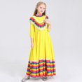 thumbnail image 5 of Disfraces de Halloween 2024 Disfraz de baile folclórico de falda larga para niña mexicana tradicional Disfraz de juego de actuación de fiesta del Día de los Muertos para niños, 5 of 5