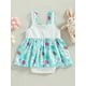 thumbnail image 4 of Vestido de Pascua para niñas pequeñas, mono informal sin mangas con estampado de conejito, vestido de verano informal de corte A con conejo, 4 of 8