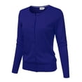 thumbnail image 2 of NINEXIS Womens Basic Crew Neck Long Sleeve Button Down Cardigan, 2 of 3