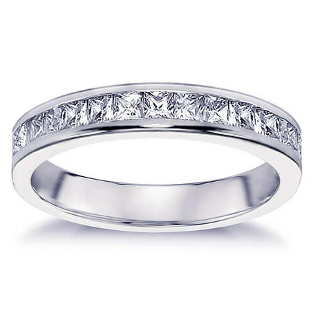 0.70 CT Princess Cut Diamond Wedding Band in White Gold Channel