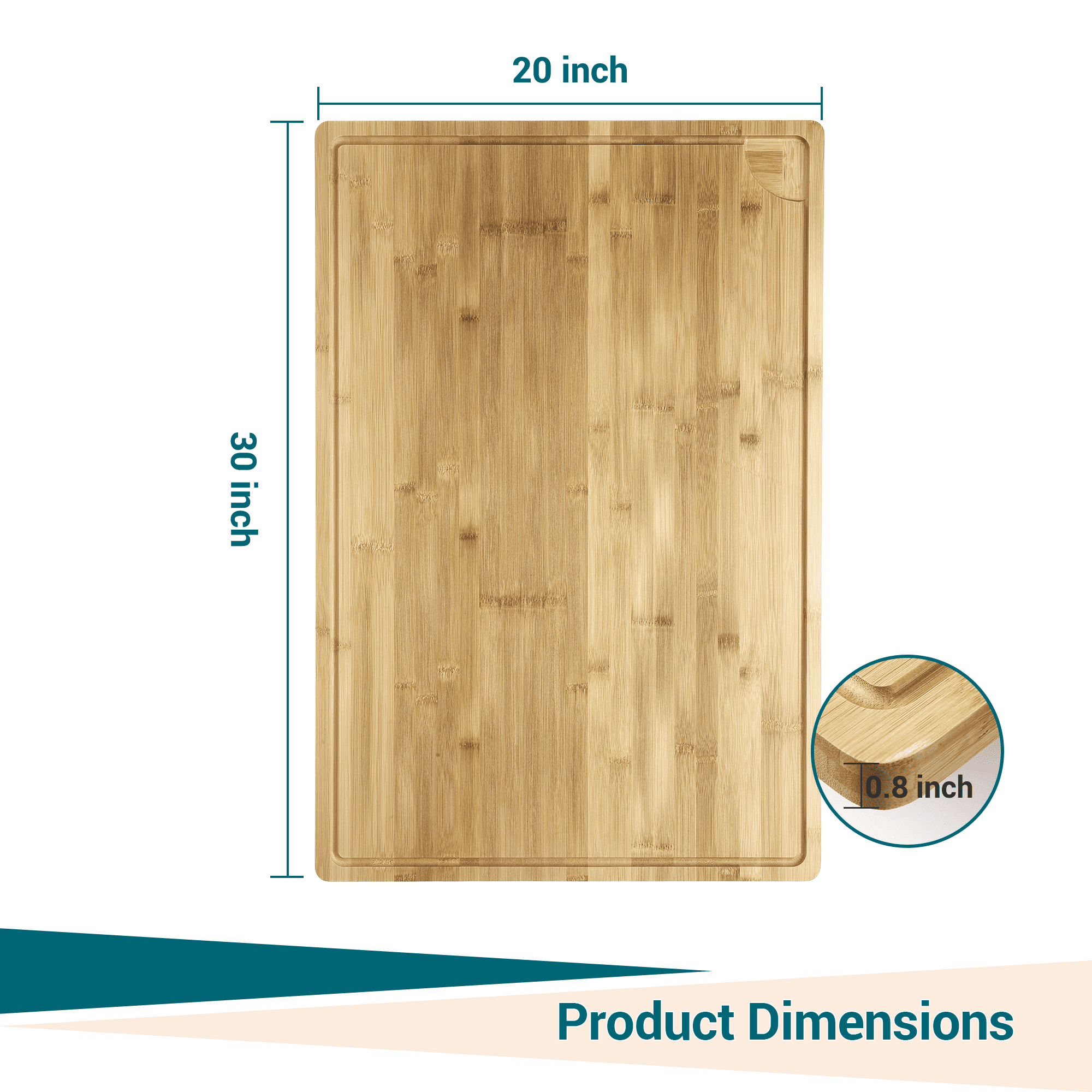 Extra Large Bamboo Cutting Board, 20 x 30 Inch Reversible Chopping Board with Deep Juice Groove and Handles, Pre-oiled Butcher Block Cutting Board for Meat, Vegetables, Fruit