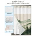 thumbnail image 2 of No Hook Cloth Fabric Shower Curtain with Snap in Liner, Retro Mist Forest Waterproof Shower Curtains Set with See Through Top Window, Farmhouse Mountain Natural Landscape Bath Curtains Shower 36"x72", 2 of 6