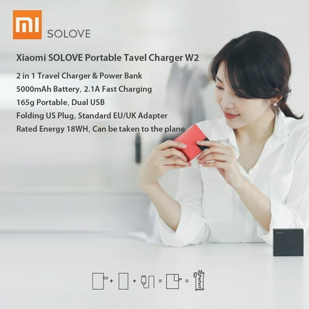 Solove Portable Travel W2 Folding Universal Adapter 5000mah Power Bank Double Usb Output Walmart Canada