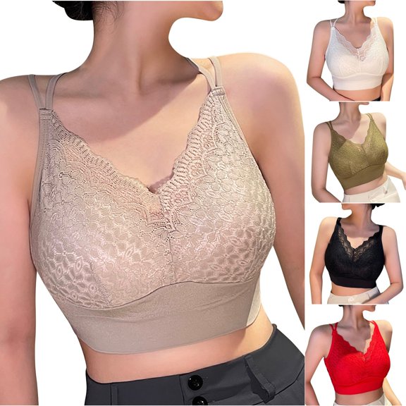 Rvasteizo Women Lace Bra Lace Tank Bandeau Back Beauty Bust Gathering Everyday Bra