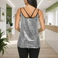 thumbnail image 3 of BYHONG Women's Sequin Tank Top Adjustable Double Strap Club Vest Dance Womens Blouses Daily Wear Sleeveless Top Silver M, 3 of 5