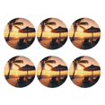 thumbnail image 2 of Pofeuu Hawaiian Sunset Beach Print Leather Coasters Set of 6, Round Cups Mugs Mat Pad for Home Kitchen Heat Resistant Drink Coasters,Round Shape, 2 of 7