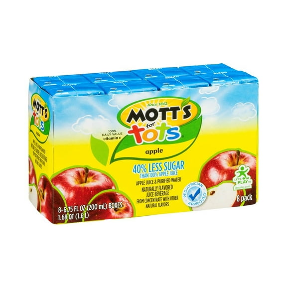 Mott's For Tots, Apple Juice & Purified Water Juice Box, 6.75 fl oz, 8-Count (Pack of 4)