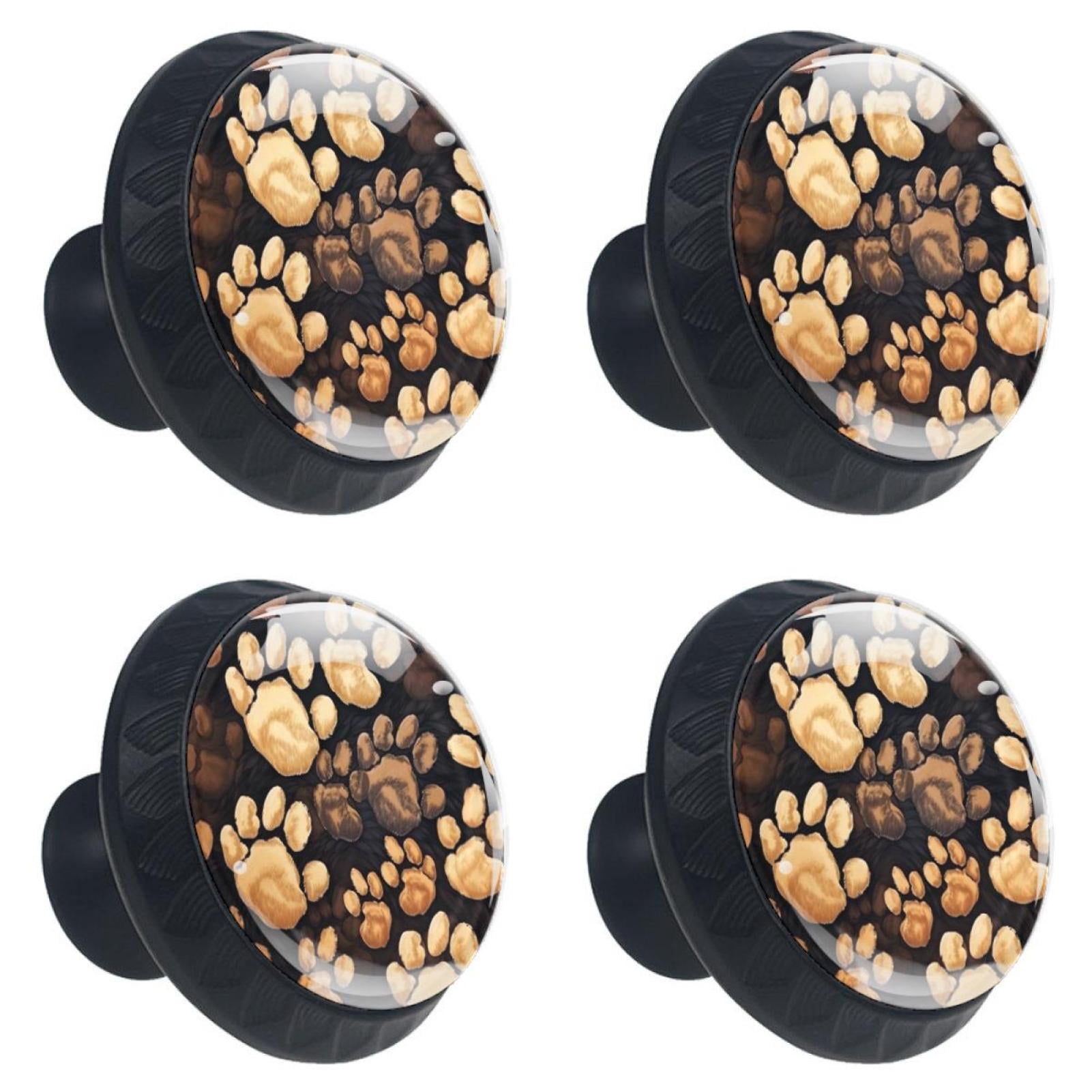 4 Pcs Dog Paw Prints Knobs for Kitchen Cabinet Cupboard Dresser Bookcase Drawer Pulls Handles Round Home Decor