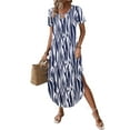 thumbnail image 4 of Zeagoo Long Dresses for Women Casual Summer Maxi Dress Short Sleeve Long Dress with Pockets Curve Hem Long Dress Crew Neck, 4 of 9