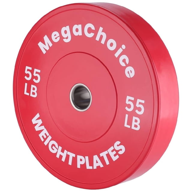 Bingirl Red 55LB Premium Rubber Bumper Weight Plate with Embossed Lettering