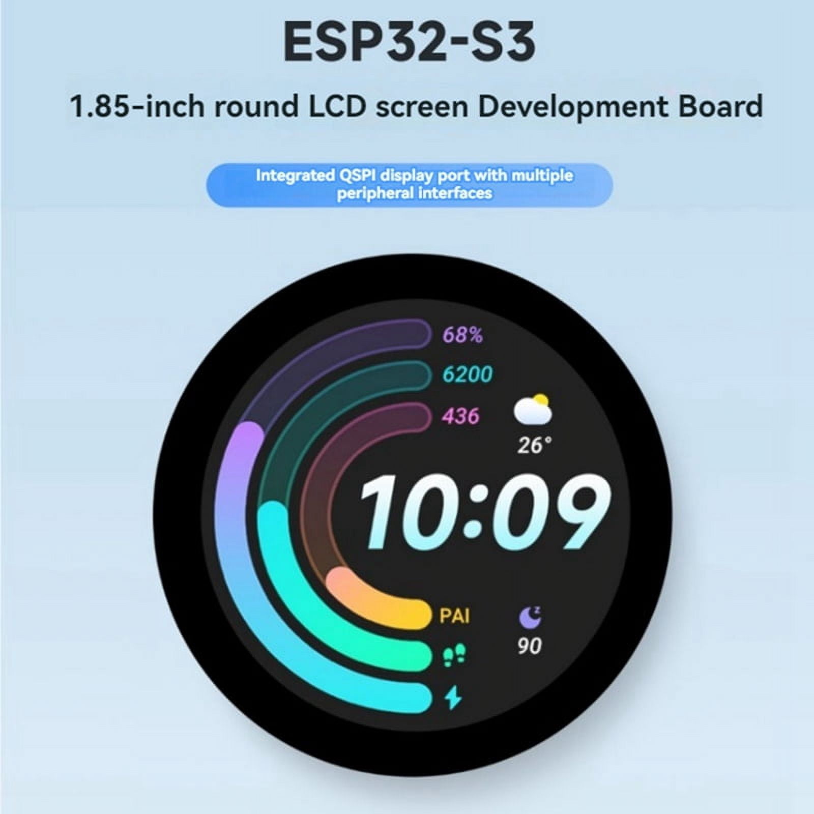 ESP32-S3 Development Board 1.85 Inch Round LCD Display Support WIFI Bluetooth 5 Built-in Six- Sensor