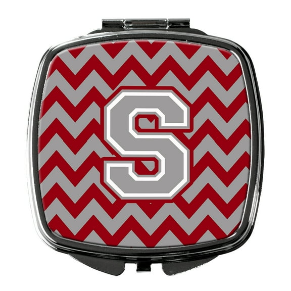 Letter S Chevron Crimson and Grey   Compact Mirror