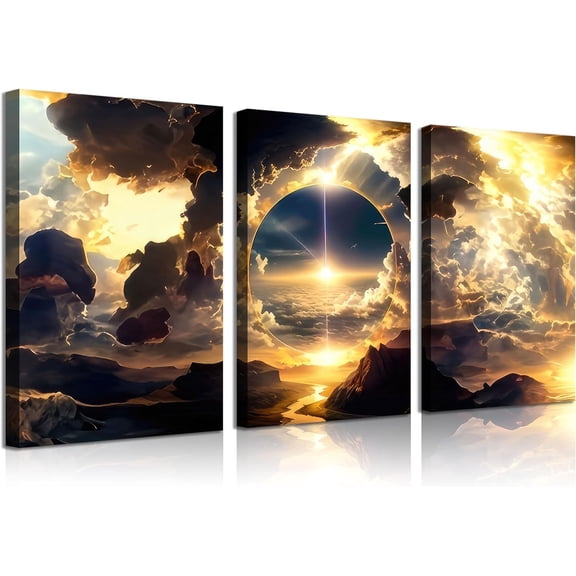 Misty Forest Canvas Wall Art Blue Grey Abstract Mountain Natural Landscape Pictures Wall Decor Aesthetic Modern Room Posters Prints for Living Room Bedroom （Only canvas）