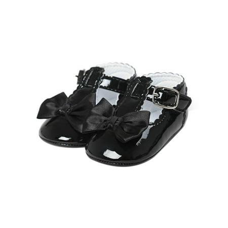 

Newborn Baby Girl Bow Anti-slip PU Leather Princess Sneakers Prewalker 0-18M