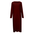 thumbnail image 4 of Dpytoraw Women's Casual Versatile Solid Color Loose Round Neck Long Sleeve Dress Women’s Ruffled Tiered Midi Dress, 4 of 5