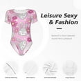 thumbnail image 6 of Uemuo Sunflower Rabbit Pattern Women's One Piece Short Sleeve Swimsuit Rash Guard Surfing Modest Quick-drying Swimsuit Beach Essentials-X-Large, 6 of 9