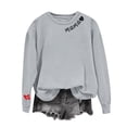 thumbnail image 2 of Camiseta con Capucha Suelta de Moda Impresa de Manga Larga para las Mujeres, Camisetas de Manga Larga para las Mujeres Cuello Redondo Casual, 2 of 7