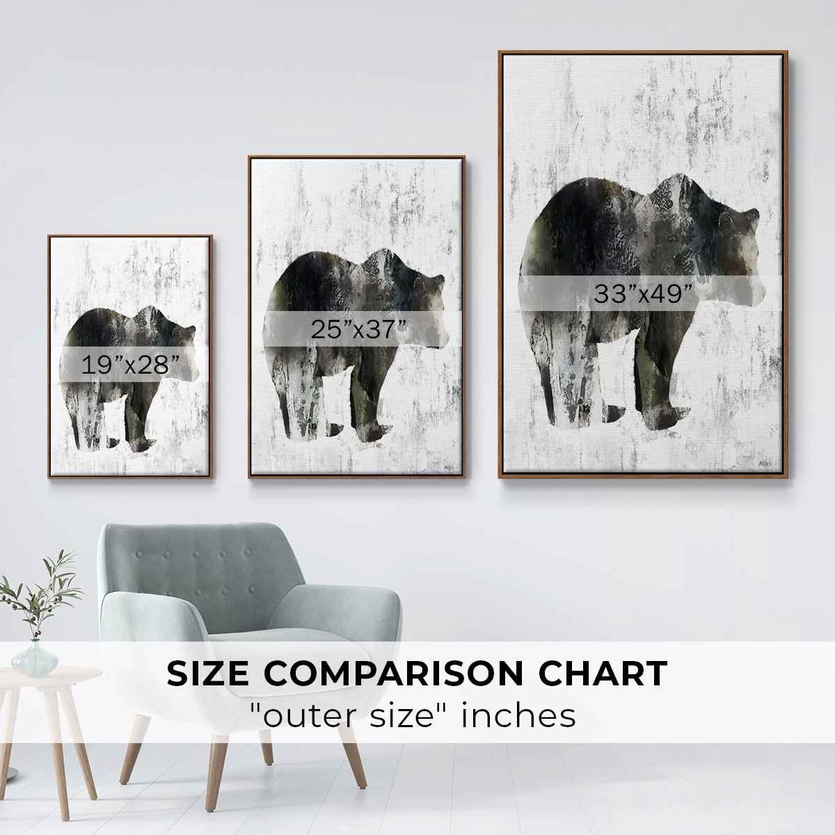 Bear Totem Framed Premium Gallery Wrapped Canvas - Ready to Hang - 17 x 25 - Walnut Floating Frame